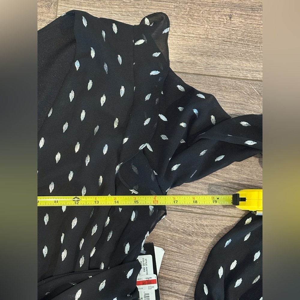 NWT! Betsy & Adam Black and White Long Sleeve Chiffon Hi Low Dress Size 6 - Picture 14 of 15